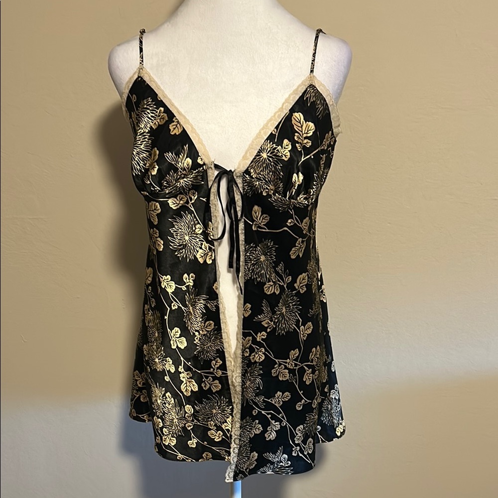 Satin Lingerie Front Tie Slip Dress, VS Size Medium
